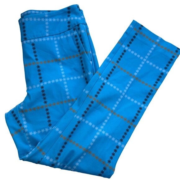 Inspired Style Ankle Pants Aqua Blue Check Size 10 Pockets Cotton Blend $124 NEW - Picture 10 of 16